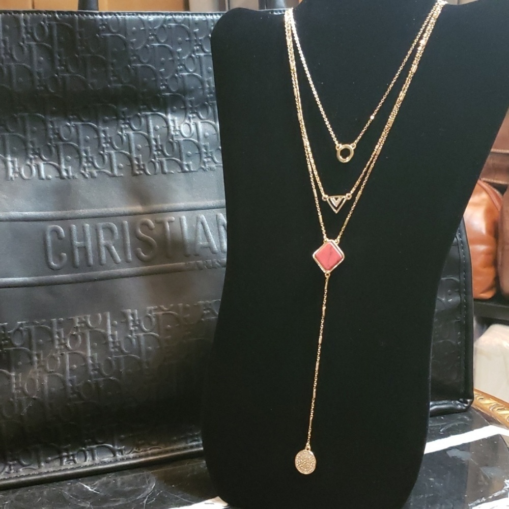 Nicole 3 layer Tier drop gold necklace.